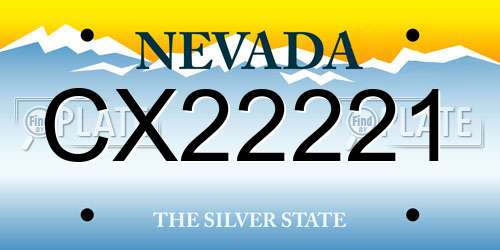 CX22221 Nevada License Plate