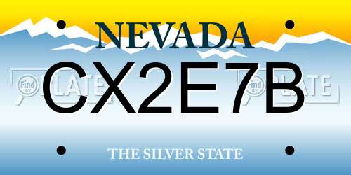 CX2E7B Nevada License Plate