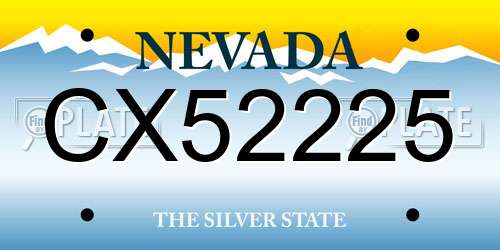 CX52225 Nevada License Plate