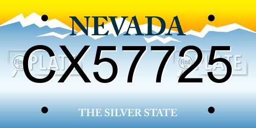 CX57725 Nevada License Plate