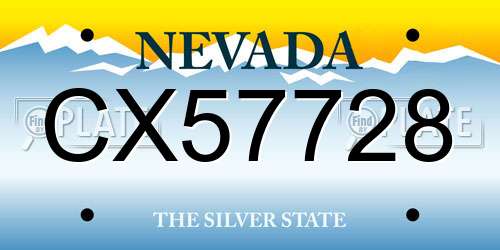 CX57728 Nevada License Plate