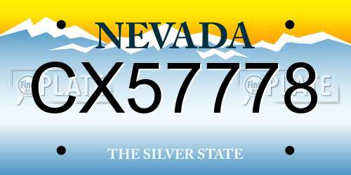 CX57778 Nevada License Plate