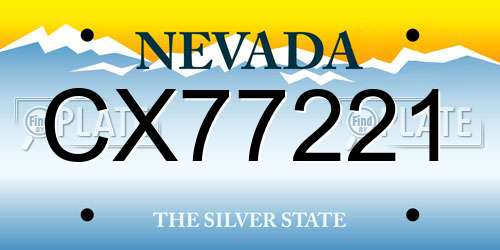 CX77221 Nevada License Plate