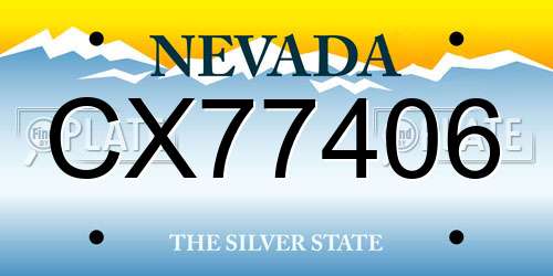 CX77406 Nevada License Plate