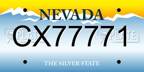 CX77771 Nevada License Plate