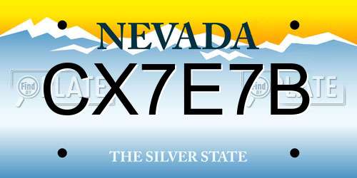 CX7E7B Nevada License Plate