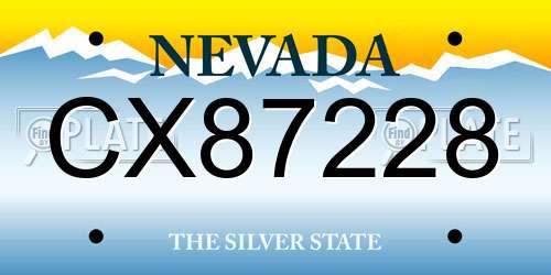 CX87228 Nevada License Plate