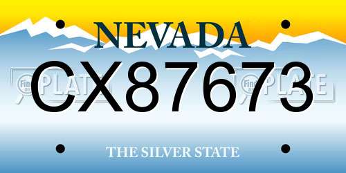 CX87673 Nevada License Plate