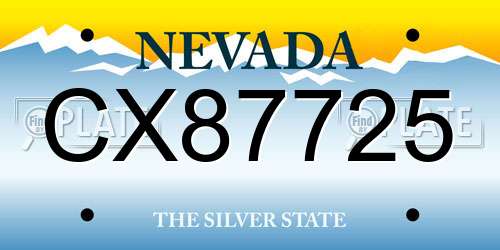 CX87725 Nevada License Plate