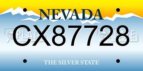 CX87728 Nevada License Plate