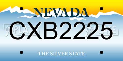CXB2225 Nevada License Plate