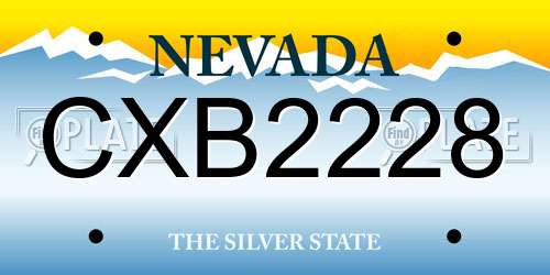 CXB2228 Nevada License Plate