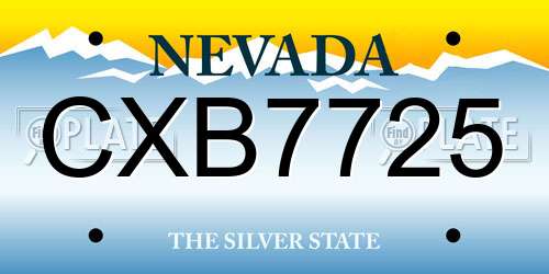 CXB7725 Nevada License Plate