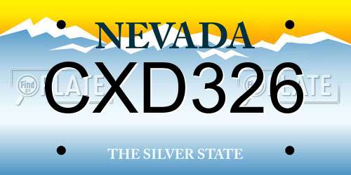 CXD326 Nevada License Plate