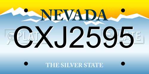 CXJ2595 Nevada License Plate