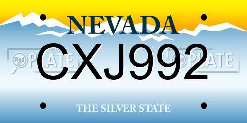 CXJ992 Nevada License Plate