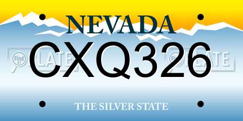 CXQ326 Nevada License Plate
