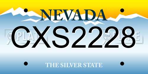 CXS2228 Nevada License Plate