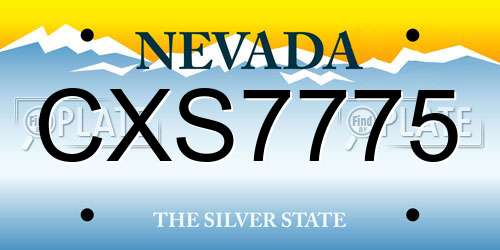 CXS7775 Nevada License Plate
