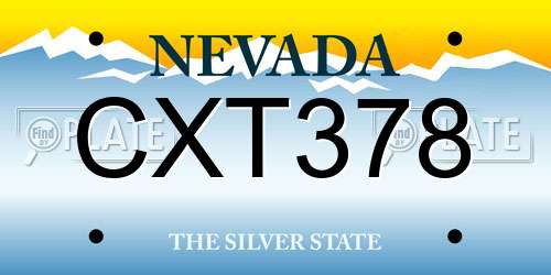 CXT378 Nevada License Plate