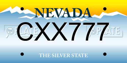 CXX777 Nevada License Plate