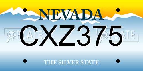 CXZ375 Nevada License Plate