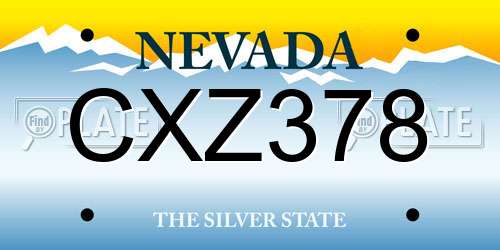 CXZ378 Nevada License Plate