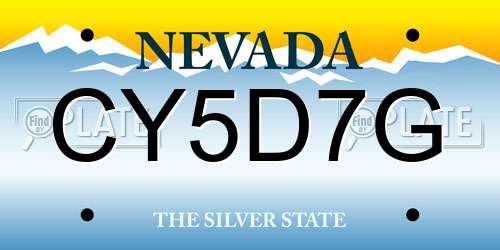 CY5D7G Nevada License Plate