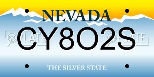 CY8O2S Nevada License Plate