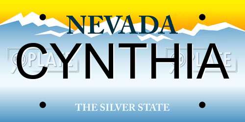 CYNTHIA Nevada License Plate