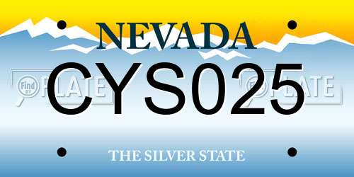 CYS025 Nevada License Plate
