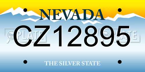 CZ12895 Nevada License Plate