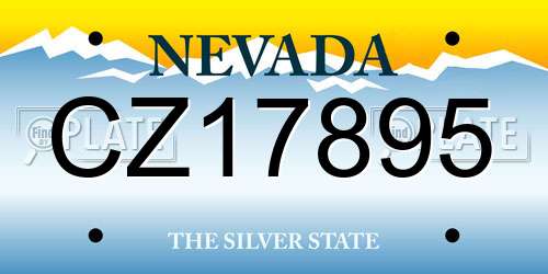 CZ17895 Nevada License Plate
