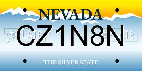 CZ1N8N Nevada License Plate
