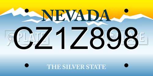 CZ1Z898 Nevada License Plate