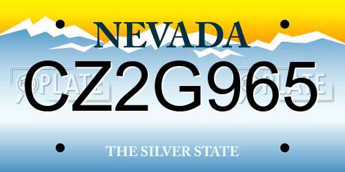 CZ2G965 Nevada License Plate