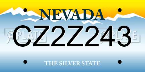 CZ2Z243 Nevada License Plate