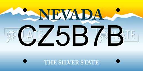 CZ5B7B Nevada License Plate