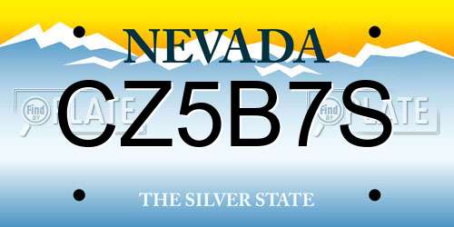 CZ5B7S Nevada License Plate