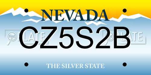 CZ5S2B Nevada License Plate