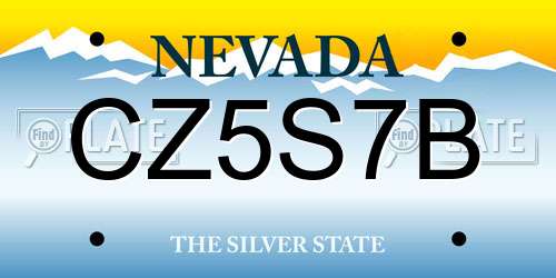 CZ5S7B Nevada License Plate