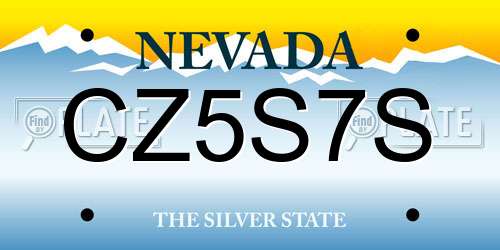 CZ5S7S Nevada License Plate