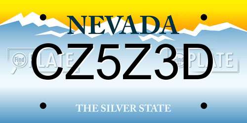 CZ5Z3D Nevada License Plate
