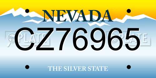 CZ76965 Nevada License Plate
