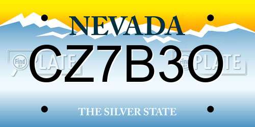 CZ7B3O Nevada License Plate