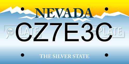 CZ7E3C Nevada License Plate