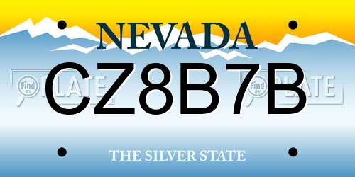 CZ8B7B Nevada License Plate
