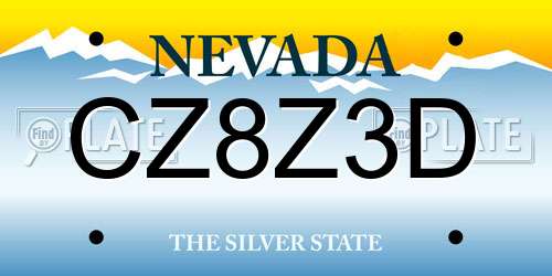 CZ8Z3D Nevada License Plate