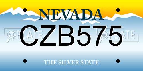 CZB575 Nevada License Plate