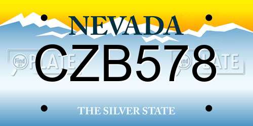 CZB578 Nevada License Plate